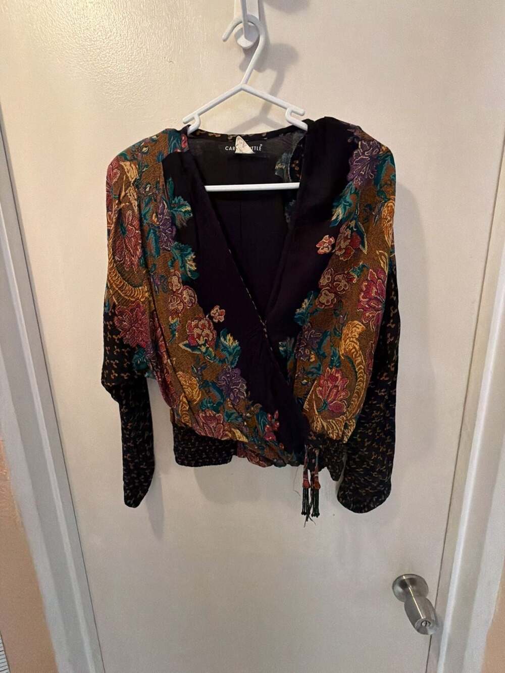 Carole Little Vintage Floral Paisley Print Wrap Blouse